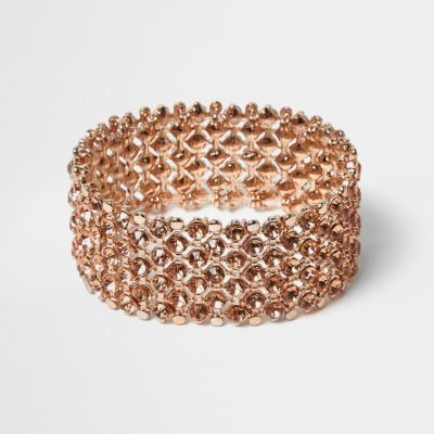 Rose gold crystal embellished bracelet